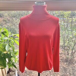 Terracotta orange academia librarian solid color long sleeve turtleneck preppy